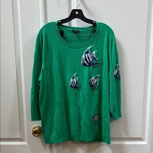 Talbots Fish 3/4 Length Sleeve Sweater